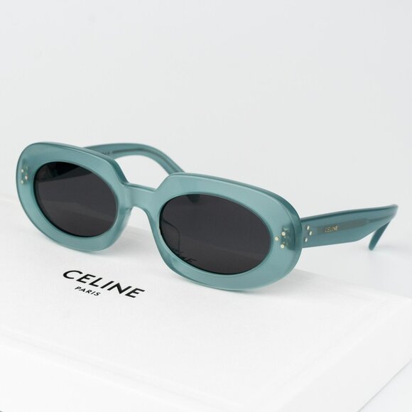 Celine 3 DOTS Women Sunglasses Green Grey Geometric CL40276U 93N BRAND NEW - Picture 1 of 9